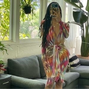 Multicolored Low Plunge Dress